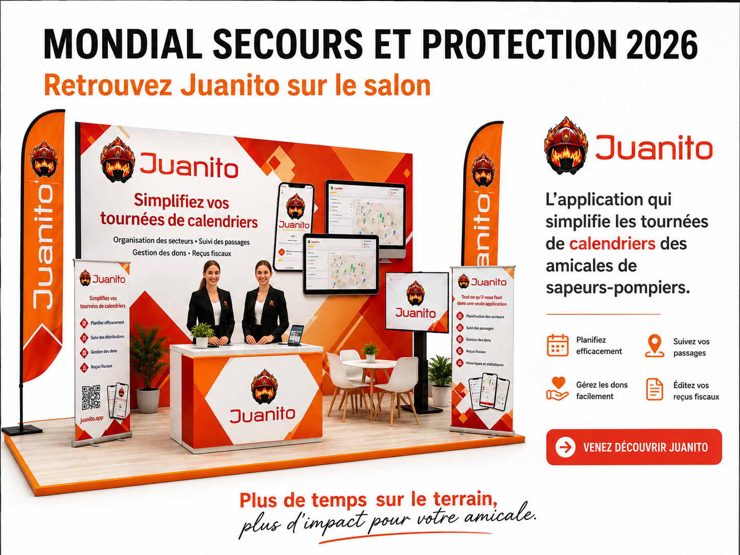Stand Juanito au Mondial Secours et Protection 2026 — Hall B1, stand n°041